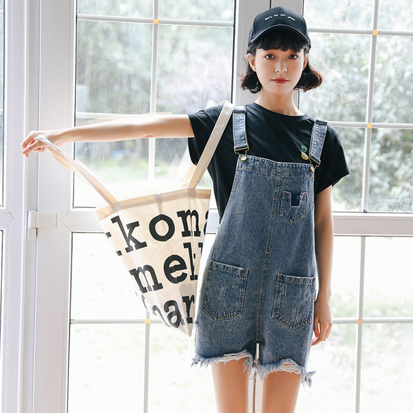 Salopeta de dama din denim model lat