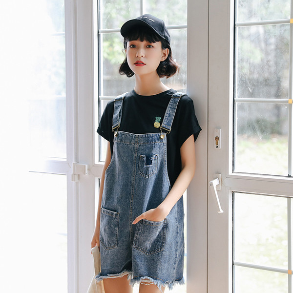 Salopeta de dama din denim model lat