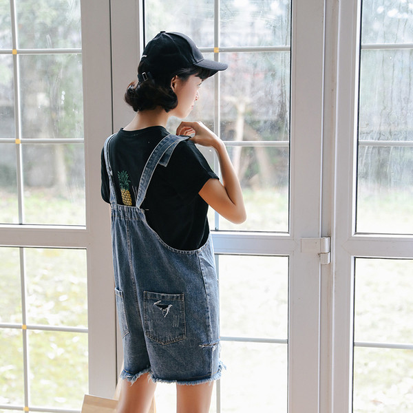 Salopeta de dama din denim model lat