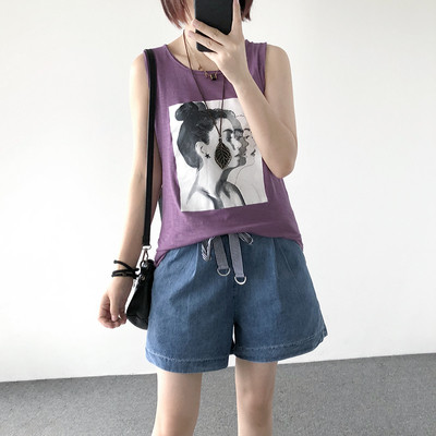 Maieu de dama cu bretele late si imprimeu in mai multe culori