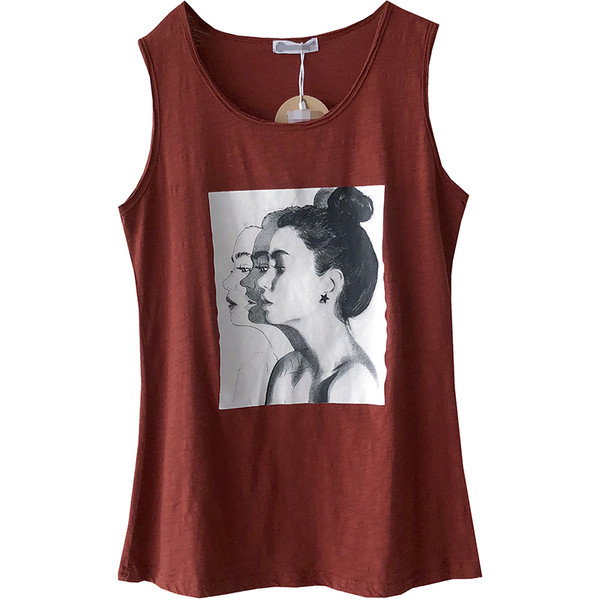 Maieu de dama cu bretele late si imprimeu in mai multe culori