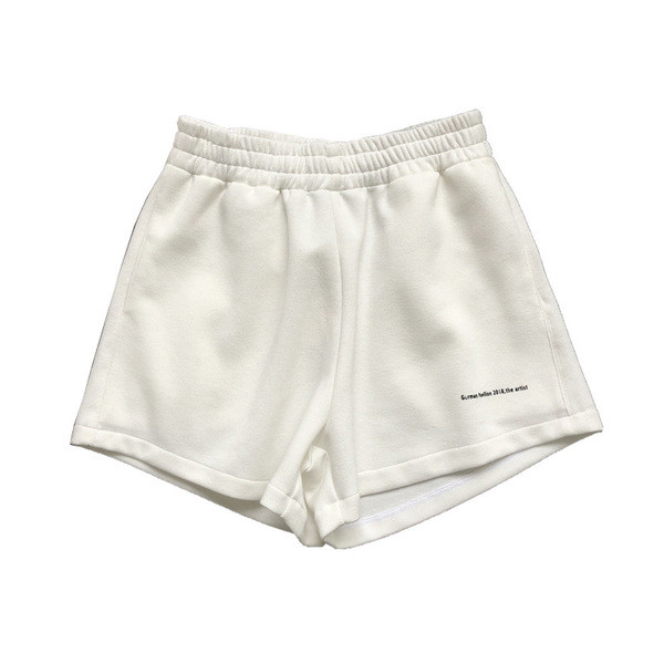 Pantaloni scurți de damă cu talie înaltă în alb-negru