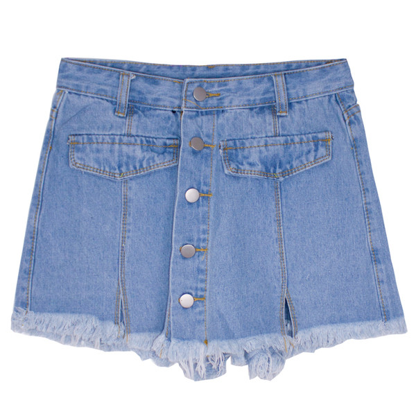 Пола-панталон от дънкова материя с джобове