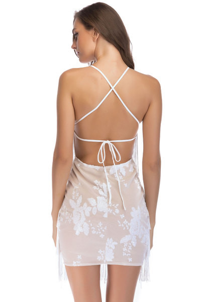 Rochie de dama moderna cu franjuri model scurt in mai multe culori