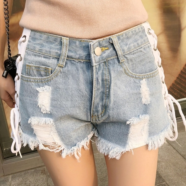 Blugi de dama cu cravate laterale