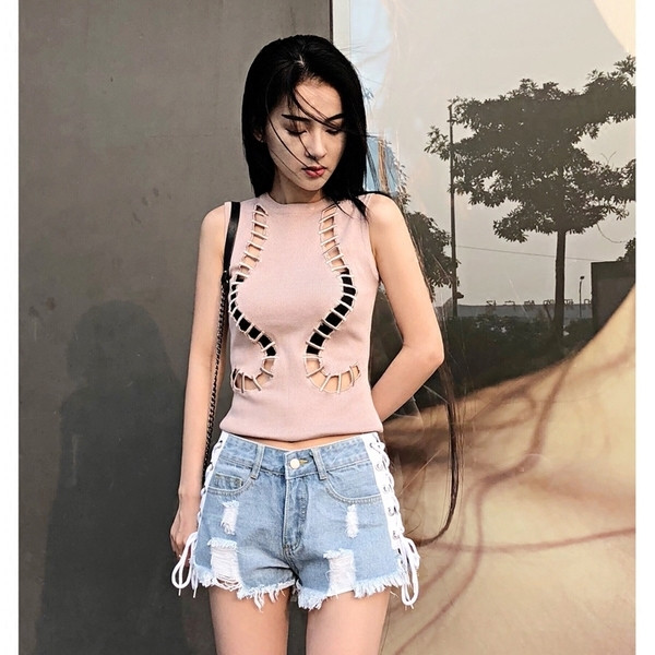 Blugi de dama cu cravate laterale