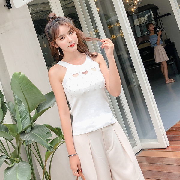 Maieu de damă cu perle decorative în negru, alb și roz