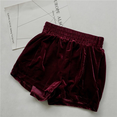 Pantaloni scurti de piele intoarsa de dama cu talie inalta