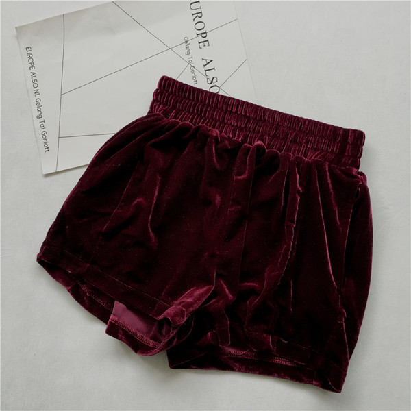 Pantaloni scurti de piele intoarsa de dama cu talie inalta