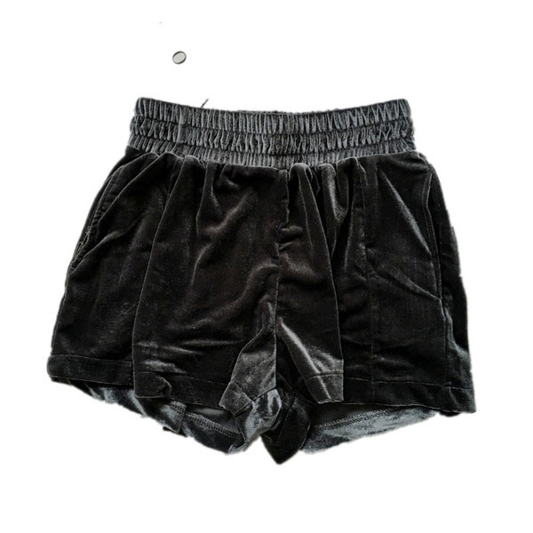 Pantaloni scurti de piele intoarsa de dama cu talie inalta