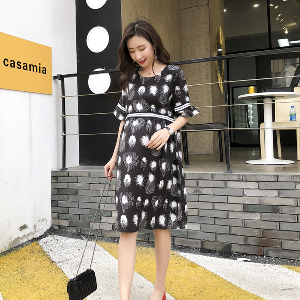 Rochie de dama in negru cu model pentru gravide