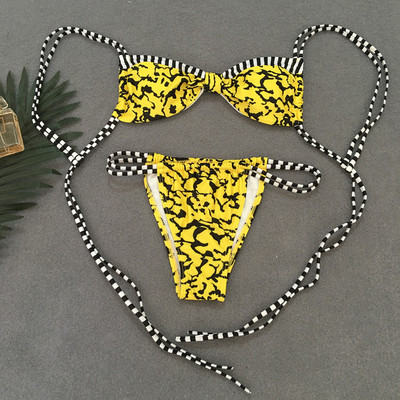 NOU costum de baie de damă în două părți cu bikini decupat în patru culori