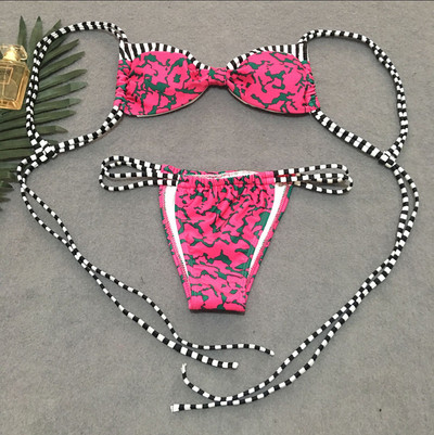 NOU costum de baie de damă în două părți cu bikini decupat în patru culori