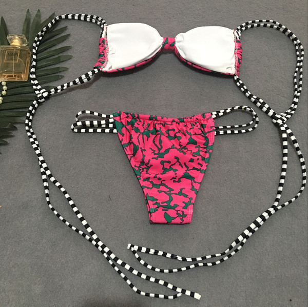 NOU costum de baie de damă în două părți cu bikini decupat în patru culori