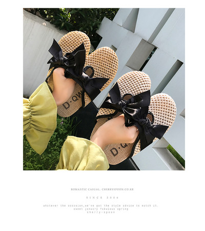 Papuci dama cu panglica in doua culori
