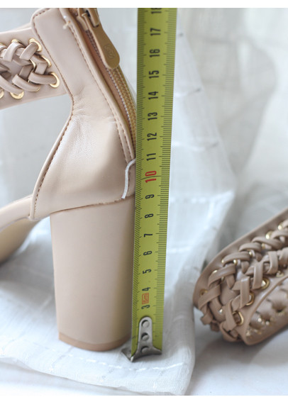 Sandale de dama moderne din piele ecologica cu toc gros in doua culori