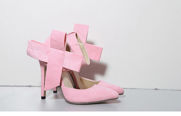 HIT Pantofi moderni de dama cu toc inalt si panglica etera pe glezna in mai multe culori