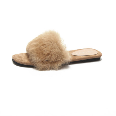 Papuci dama cu puf in doua culori