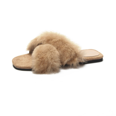 Papuci dama cu puf in doua culori