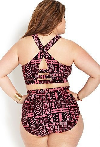 Costum de baie din două piese pentru femei de mărime mare cu bikini cu talie înaltă