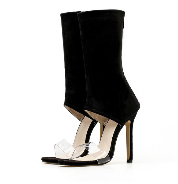 Sandale de dama elegante cu toc inalt si piele intoarsa in mai multe culori