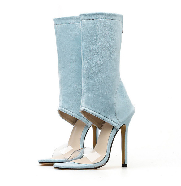 Sandale de dama elegante cu toc inalt si piele intoarsa in mai multe culori