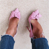 Pantofi de dama eleganti din piele intoarsa cu panglica in mai multe culori