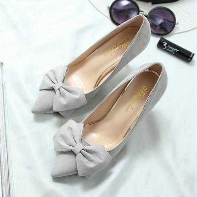 Pantofi de dama eleganti din piele intoarsa cu panglica in mai multe culori