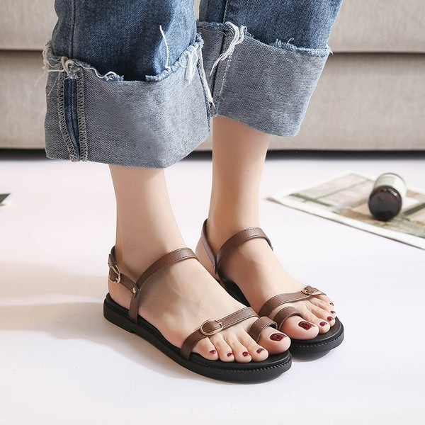 Sandale dama in doua culori din piele ecologica