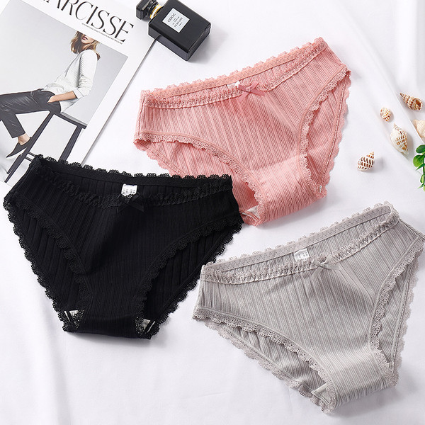 Σετ 3 τεμ γυναικεία μπικίνι από βαμβάκι με κορδέλα