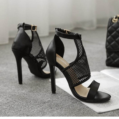 Sandale de vara dama cu element plasa in doua culori