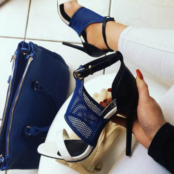 Sandale de vara dama cu element plasa in doua culori