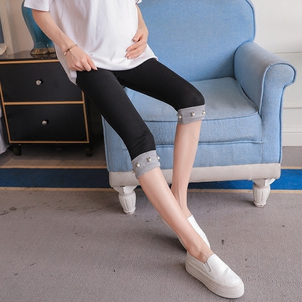 Γυναικείο κολάν  για εγκύους με μήκος 3/4 και μεταλλική διακόσμηση σε διάφορα χρώματα