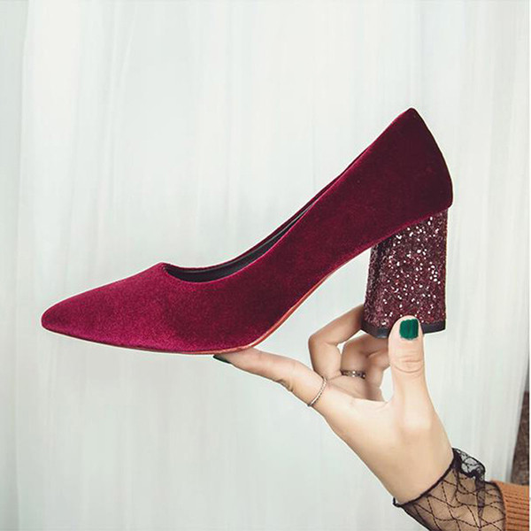 Pantofi eleganti de dama din piele intoarsa cu efect de toc stralucitor in doua culori