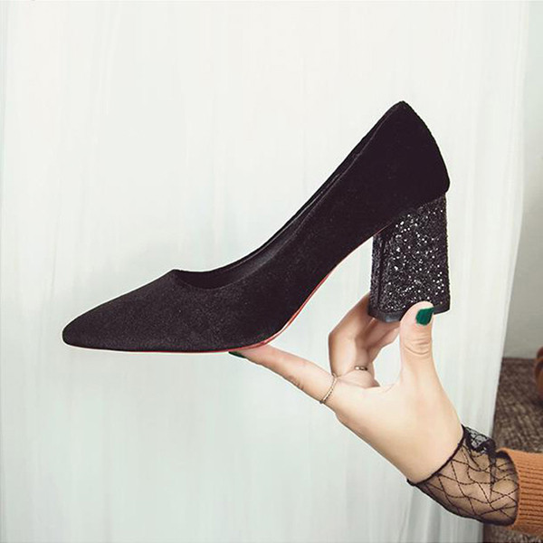 Pantofi eleganti de dama din piele intoarsa cu efect de toc stralucitor in doua culori