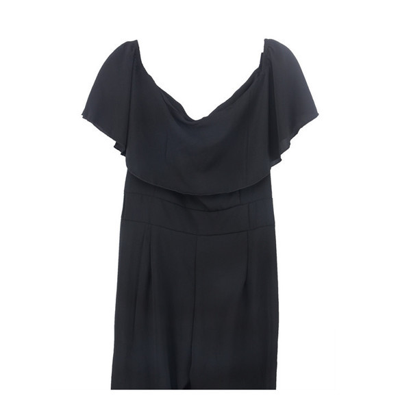 Salopetă elegantă pentru femei, în negru, cu fermoar ascuns