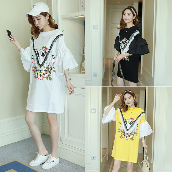 Rochie moderna pentru gravide cu aplicatie in mai multe culori