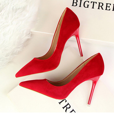 Pantofi de dama eleganti din piele intoarsa cu toc inalt in mai multe culori