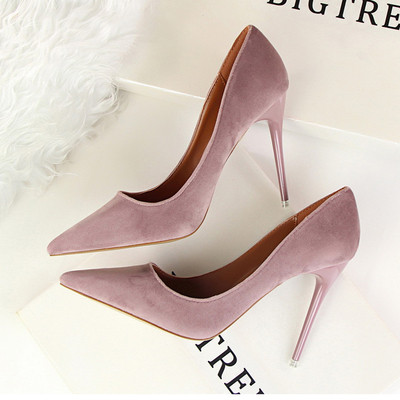 Pantofi de dama eleganti din piele intoarsa cu toc inalt in mai multe culori