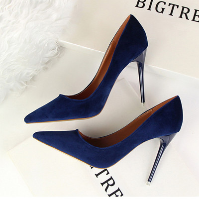 Pantofi de dama eleganti din piele intoarsa cu toc inalt in mai multe culori