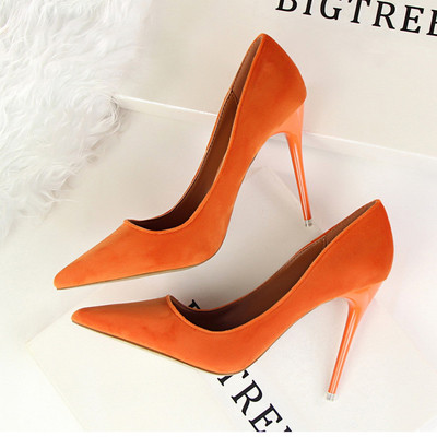 Pantofi de dama eleganti din piele intoarsa cu toc inalt in mai multe culori