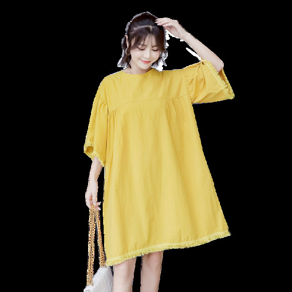 Rochie casual pentru gravide cu cravate de culoare galbena