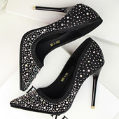 Pantofi eleganti de dama cu toc inalt cu pietre in mai multe culori