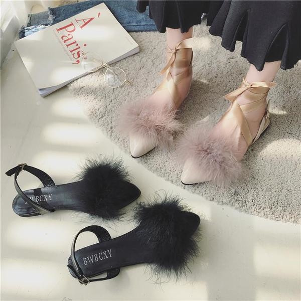 Sandale de dama moderne cu puf in doua culori