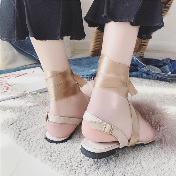 Sandale de dama moderne cu puf in doua culori