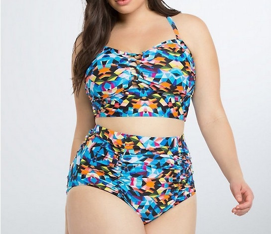 Costum de baie retro de marime mare, in doua parti