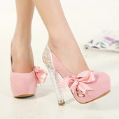 Pantofi moderni de dama cu toc de cristal si panglica din satin in mai multe culori