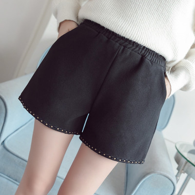 Κοντά παντελόνια για εγκύους με μεταλλική διακόσμηση σε μαύρο και γκρι χρώμα