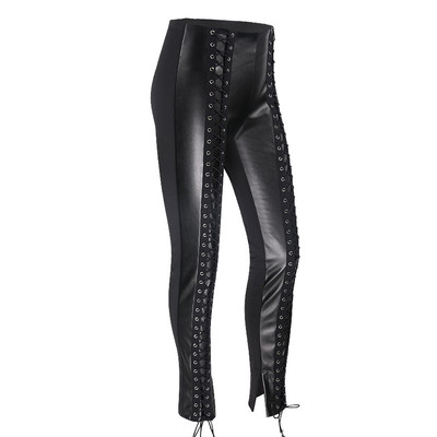 Pantaloni de dama la moda cu cravate incrucisate in doua culori
