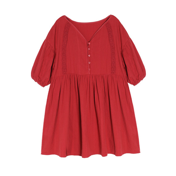 Rochie scurta de culoare rosie cu maneci 3/4 pentru gravide